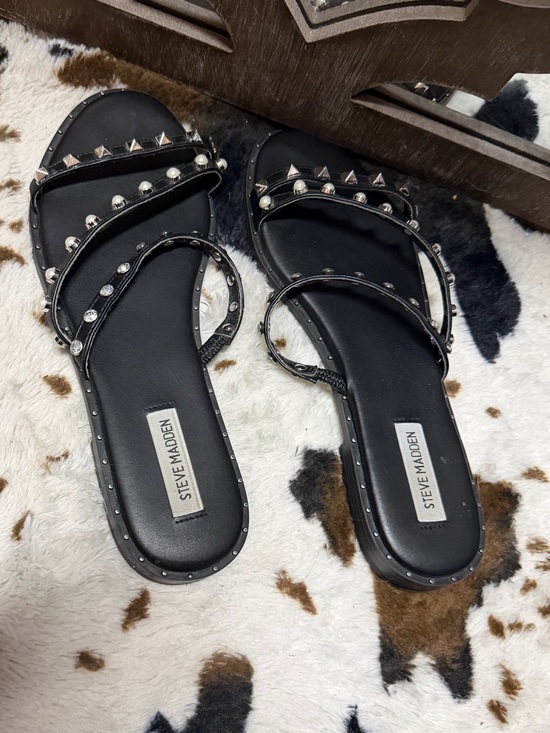 Steve Madden Shoes - Steve Madden Black Studded Strappy Slide Sandals